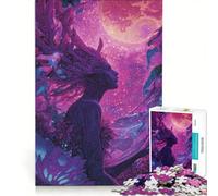 Rompecabezas para Adultos de 1000 Piezas Espíritu del Bosque místico bajo una Luna Rosa Juego práctico difícil y desafiante Toda la Familia 50x75cm
