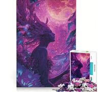Rompecabezas para Adultos de 1000 Piezas Espíritu del Bosque místico bajo una Luna Rosa Juegos Divertidos Carrera de Velocidad Manual colección de Artistas Bellas Artes 38x26cm