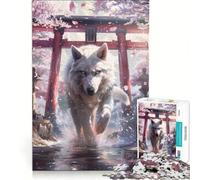 Rompecabezas para Adultos de 1000 Piezas Espíritu del Lobo Sakura Torii Juego de ingenio difícil Toda la Familia 38x52cm