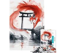 Rompecabezas para Adultos de 1000 Piezas Espíritu Kitsune en la Puerta Torii Juego de ingenio Juguete Intelectual Gran Regalo para quienes Buscan Juegos Que mejoren la Memoria (Tamaño 50x75cm)