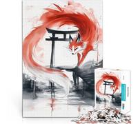 Rompecabezas para Adultos de 1000 Piezas Espíritu Kitsune en la Puerta Torii Juego de Preguntas Toda la Familia. 75x50cm