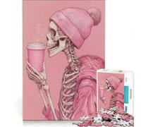 Rompecabezas para Adultos de 1000 Piezas Esqueleto con café decoración de Pared Ideal para la diversión Familiar Perfecto como Regalo para Toda la Familia 38x52cm