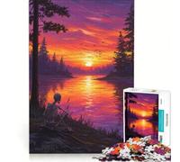 Rompecabezas para Adultos de 1000 Piezas Esqueleto contemplando la Puesta de Sol Junto al Lago Juegos educativos desafiantes para completar cumpleaños 38x52cm