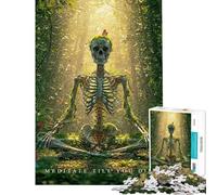 Rompecabezas para Adultos de 1000 Piezas Esqueleto meditando en el Bosque Rompecabezas para Adolescentes Ideal para Pasar el Tiempo en casa Un Juego de desafío único 38x52cm
