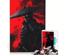 Rompecabezas para Adultos de 1000 Piezas Esqueleto samurái con Ojos Rojos Juego Familiar para Relajarse intelectualmente Regalo desafiante 38x26cm