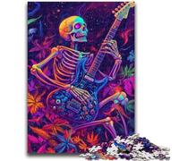 Rompecabezas para Adultos de 1000 Piezas, Esqueleto Tocando la Guitarra, para un Juego Educativo, un desafío, un Juguete Toda la Familia, 50x75cm