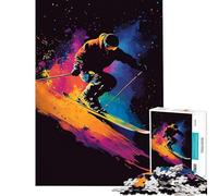 Rompecabezas para Adultos de 1000 Piezas Esquiador en Movimiento Juego de ingenio Juguete Educativo Regalo de cumpleaños para Mujeres (Tamaño 38x52cm)