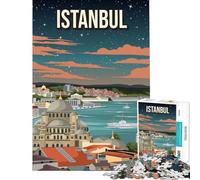 Rompecabezas para Adultos de 1000 Piezas Estambul Turquía de Noche Juego desafiante Juguete Educativo decoración Perfecta Regalo Divertido (tamaño 38x26cm)