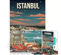 Rompecabezas para Adultos de 1000 Piezas Estambul,Turquía,de Noche Paisaje Urbano Juego de Estrategia Mental Divertido y Relajante Regalo Ideal para Navidad (38x26cm)