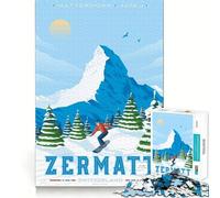 Rompecabezas para Adultos de 1000 Piezas, Estampado de Zermatt, Suiza, con Bordes Finos, Ideal para Juegos cognitivos, relajación y decoración navideña para la Pared (38x26cm)