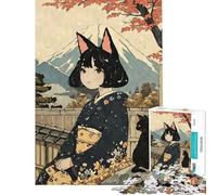 Rompecabezas para Adultos de 1000 Piezas Estampado en Madera de Nekomusume difícil y desafiante Juguete de Pared para Mayores de 14 años (38x26cm)