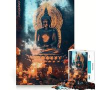 Rompecabezas para Adultos de 1000 Piezas,Estatua de Buda,Arte de Bordes precisos,Juguete Creativo,Juego para Pasar un rato Agradable,Pieza de Arte navideña (38x52cm)