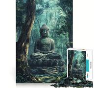 Rompecabezas para Adultos de 1000 Piezas Estatua de Buda en un Bosque,Bordes impecables,Divertido Juego para concentrarse mentalmente,Juego Tranquilo,decoración navideña,Regalo (38x52cm)