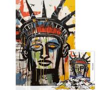 Rompecabezas para adultos de 1000 piezas Estatua de la Libertad estilo Basquiat abstracto decoración del hogar juguetes regalo para cumpleaños juegos familiares mejora el amor en pareja tamaño 38x52cm