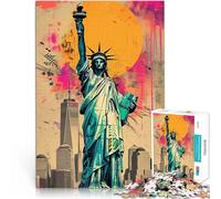 Rompecabezas para Adultos de 1000 Piezas Estatua de la Libertad Vintage Juegos educativos Actividades Divertidas en casa, Regalos de cumpleaños, Regalos de Viaje, 38x26cm