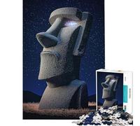 Rompecabezas para Adultos de 1000 Piezas Estatua Moai con Galaxias en Sus Ojos Rompecabezas para Adolescentes Juegos relajantes Regalos para Mujeres Regalos de cumpleaños (50x75cm)