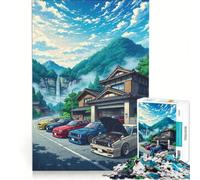 Rompecabezas para Adultos de 1000 Piezas, Estilo Anime japonés Drift Haven - Póster de Garaje de Coches JDM, Juego Imposible, difícil, cumpleaños y Ocasiones Especiales 38x52cm