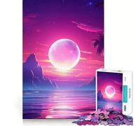 Rompecabezas para Adultos de 1000 Piezas, Estilo espejismo Tropical synthwave, Corte Premium, diversión lógica, Juguete fácil de Usar, decoración navideña para Pared (50x75cm)
