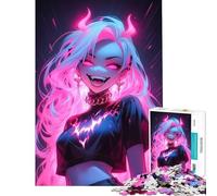 Rompecabezas para Adultos de 1000 Piezas Estilo gótico con Cabello Rosa neón Ideal para divertirse en casa Regalos para Mujeres Juego Familiar para Mayores de 14 años (50x75cm)