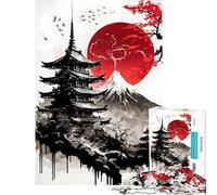 Rompecabezas para Adultos de 1000 Piezas Estilo japonés con Tinta Divertidos Juegos Juguetes adictivos para Cultivar la Paciencia un Gran Regalo para los Amantes de los Juegos de ensamblaje (38x26cm)