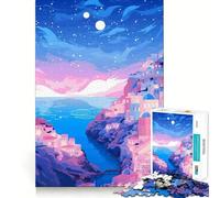 Rompecabezas para Adultos de 1000 Piezas,Estilo Lofi Pastel,Pueblo Griego,Corte Premium,Juego de Habilidad Mental,diversión sin Preocupaciones,Arte de Pared navideño (50x75cm)