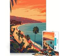 Rompecabezas para Adultos de 1000 Piezas,Estilo Minimalista de la Playa de Los Ángeles,Corte Premium,Juego de Habilidad Mental,diversión sin Preocupaciones,decoración navideña para Pared (38x52cm)