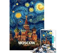 Rompecabezas para Adultos de 1000 Piezas Estilo Noche Estrellada de Moscú Rusia Rompecabezas artístico para Relajarse Ideal para Pasar el Tiempo en casa Durante Las Vacaciones (tamaño 50x75cm)