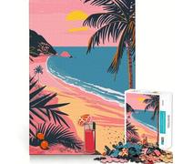 Rompecabezas para Adultos de 1000 Piezas,Estilo Pastel LA Beach Vaporwave,Bordes Finos,Ideal para Manualidades,Resolver Problemas,Relajarse,Jugar,cumpleaños,Arte y diversión (38x52cm)