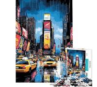 Rompecabezas para Adultos de 1000 Piezas Estilo Pop Art Times Square con Taxis Amarillos Rompecabezas antiestrés para Adultos Que mejoran la Memoria (tamaño 38x52cm)