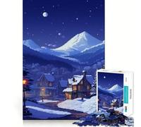 Rompecabezas para Adultos de 1000 Piezas,Estilo Pueblo nórdico,Pixel Art,decoración de Bordes impecables,Juguete para un desafío Mental,Ideal para Relajarse y Disfrutar de la Navidad (38x52cm)