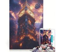 Rompecabezas para Adultos de 1000 Piezas Estilo Steampunk Big Ben con Engranajes decoración de Pared Regalo de cumpleaños para Fortalecer el Amor Entre Parejas 38x52cm