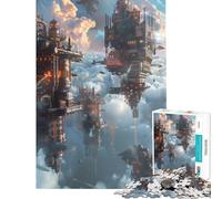 Rompecabezas para Adultos de 1000 Piezas Estilo Steampunk City Fantasy Ideal para Juegos educativos decoración de Pared y Regalos de cumpleaños (tamaño 75x50cm)