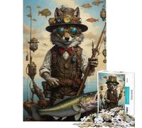 Rompecabezas para Adultos de 1000 Piezas Estilo Steampunk Lobo Pesca Juego Imposible Juguete Educativo Regalo de Cumpleaños Mejora la Memoria (Tamaño 38x52cm)