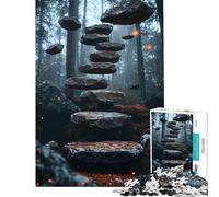 Rompecabezas para Adultos de 1000 Piezas Estilo Surrealista Un Sendero en el Bosque Conduce a una Escalera Desafío Educativo Carrera de Velocidad Manual Juguetes DIY para Mayores de 14 años (50x75cm)