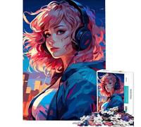 Rompecabezas para Adultos de 1000 Piezas Estilo Synthwave Cyber Anime Girl Juego práctico Juguete Intelectual Regalo para Mujeres y Hombres para aliviar el estrés (tamaño 38x26cm)