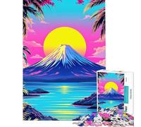 Rompecabezas para Adultos de 1000 Piezas Estilo Vaporwave Paisaje de montaña con Palmeras Difícil y desafiante Juguete de análisis y lógica Decoración de Pared Apto para Mayores de 14 años 38x26cm