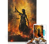 Rompecabezas para Adultos de 1000 Piezas Estilo Vintage con Figura de la Dama de la Justicia al óleo Juegos Divertidos para Toda la Familia Piezas de Formas aleatorias Que encajan Perfectamente