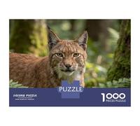 Rompecabezas para Adultos De 1000 Piezas Eurasian Lynx Portrait in Forest Rompecabezas para Adolescentes Juego Familiar Carrera De Velocidad Manual Cumpleaños 38x26cm/1000pcs