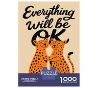 Rompecabezas para Adultos De 1000 Piezas Everything Will Be Ok - Cheetahs Rompecabezas para Adultos Juego Práctico Oferta De Regalo De Cumpleaños como Regalos para Toda La Familia 52x38cm/1000pcs
