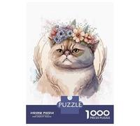 Rompecabezas para Adultos De 1000 Piezas Exotic Shorthair Plant Cat Rompecabezas para Adultos Juegos De Relajación Corte De Precisión Difícil Y Desafiante 52x38cm/1000pcs