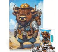 Rompecabezas para Adultos de 1000 Piezas: Explorador del Desierto con bisontes, Juguetes para armar, Entrena tu Cerebro y Tus Manos, con póster y Hoja de Preguntas a Juego 50x75cm
