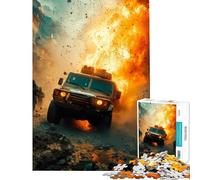 Rompecabezas para Adultos de 1000 Piezas Explosión de vehículo Militar Difícil y desafiante Juegos Divertidos para Mayores de 14 años (38x26cm)