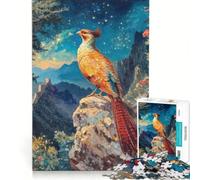 Rompecabezas para Adultos de 1000 Piezas Faisán Dorado bajo Las Estrellas, Juguetes para armar, interacción Entre Padres e Hijos, cumpleaños y Navidad 38x26cm
