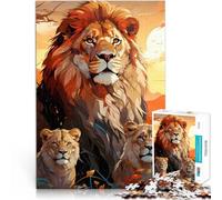 Rompecabezas para Adultos de 1000 Piezas “Familia de Leones” Hecho de Papel，para Mayores de 14 años Decoración artística del hogar Trato como Regalo para Toda la Familia。tamaño：26x38cm