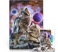Rompecabezas para Adultos de 1000 Piezas Familia de Lobos Espirituales desafío Educativo con Piezas de Formas aleatorias Que se entrelazan Completamente 52x38cm