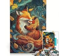 Rompecabezas para Adultos de 1000 Piezas Familia de Zorros abrazada, Juego Imposible, Mejora la Memoria, con Piezas de Formas aleatorias Que encajan Perfectamente 38x26cm