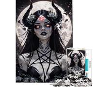 Rompecabezas para Adultos de 1000 Piezas fantasía Oscura Mujer a la luz de la Luna Ayuda a ejercitar el Cerebro Actividades Familiares Juego Educativo para Mayores de 14 años (50x75cm)