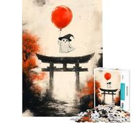 Rompecabezas para Adultos de 1000 Piezas Fantasma con Globo en la Puerta Torii Actividades Divertidas en casa para Toda la Familia Juego Educativo para Mayores de 14 años (50x75cm)