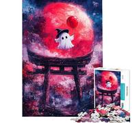 Rompecabezas para Adultos de 1000 Piezas Fantasma con Globo en la Puerta Torii Rompecabezas para Adultos Juegos Familiares antiestrés cumpleaños (tamaño 38x52cm)