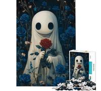 Rompecabezas para Adultos de 1000 Piezas Fantasma con Rosa roja Un desafío Educativo para la diversión Familiar Juego Familiar para Mayores de 14 años Juego de Rompecabezas Disponible 38x26cm